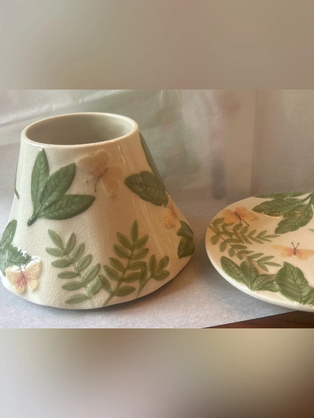 Yankee Candle Island Butterfly Large Jar Shade and Plate Set Large Retired